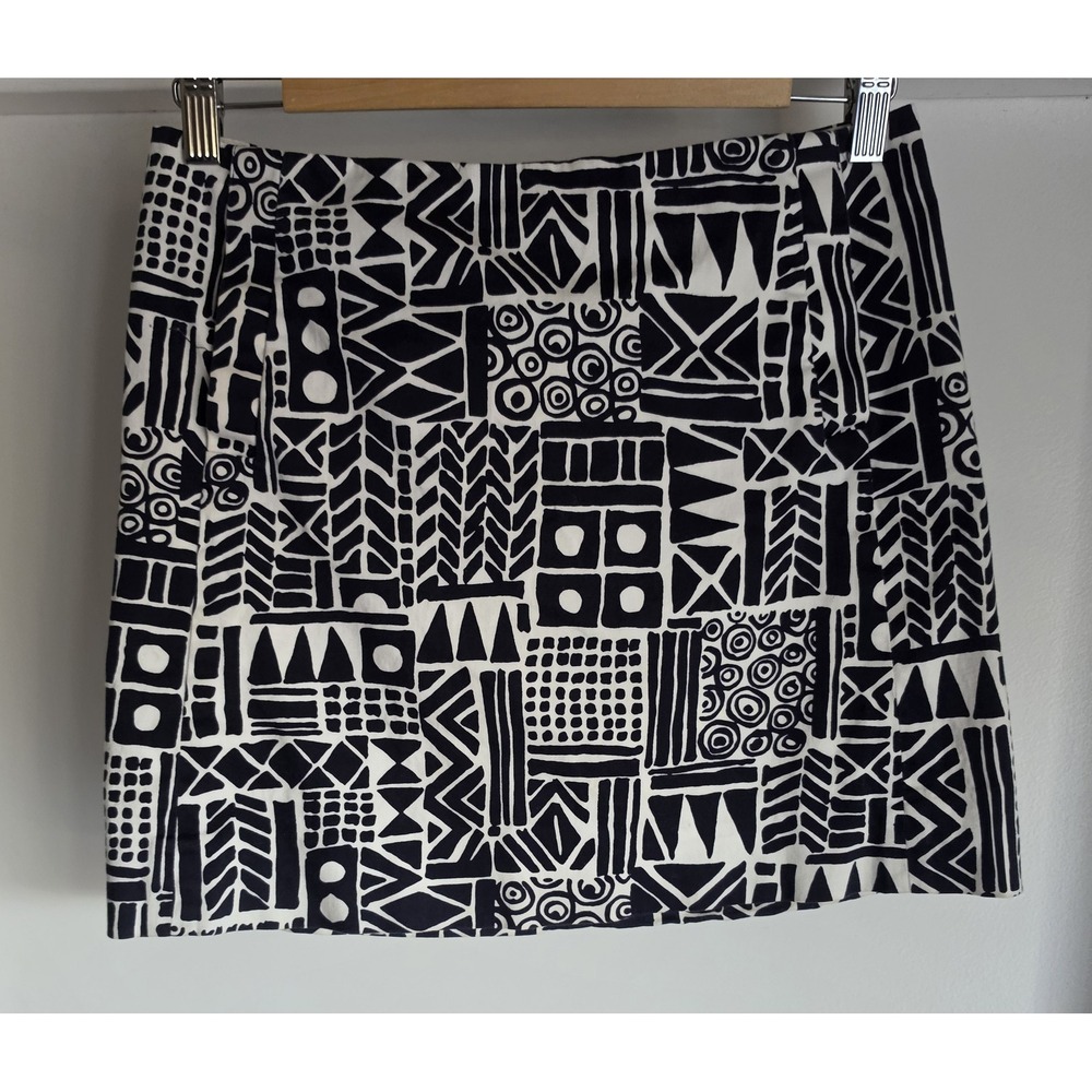 J.Crew Mini Skirt Size 2 Black White Geometric Classic Pencil Straight